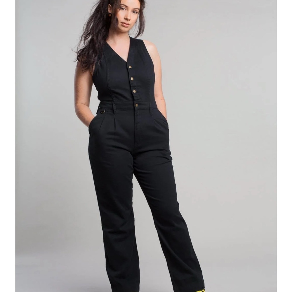 Elegant Black Button-Front Jumpsuit